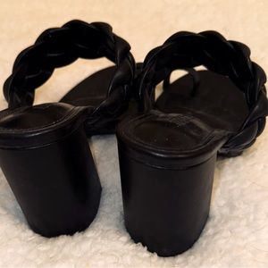 Black braided heel sandal